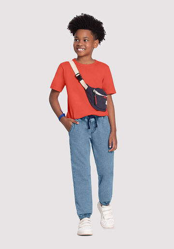 Calça Jeans Infantil Menino Jogger com Cadarço, JEANS, large.