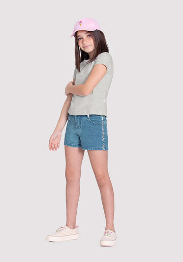 Shorts Jeans Infantil Menina com Metalizado, JEANS, large.