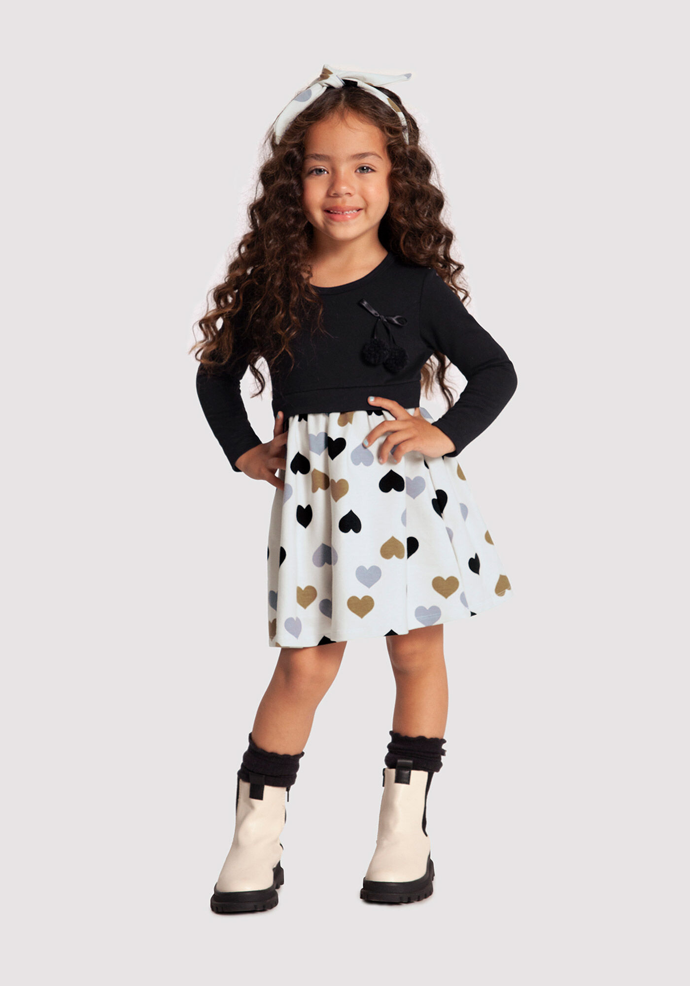 Vestido infantil inverno manga hot sale longa