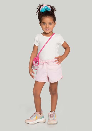 Shorts Sarja Infantil Menina Sustentável, ROSA SHADY, large.