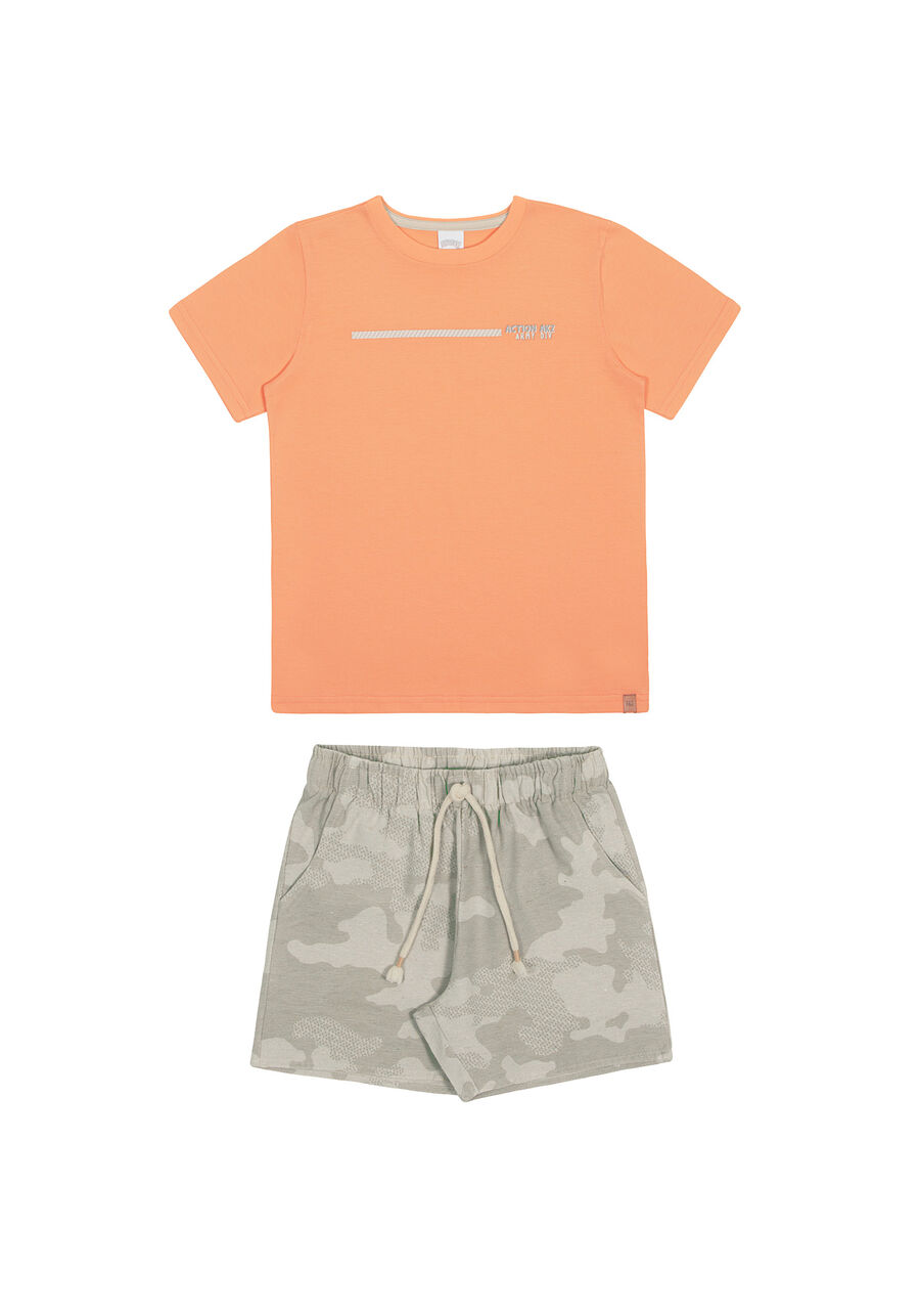 Conjunto Infantil Menino com Shorts Camuflado, MILITAR BEGE. Conjunto Infantil Menino com Shorts Camuflado, MILITAR BEGE, large.