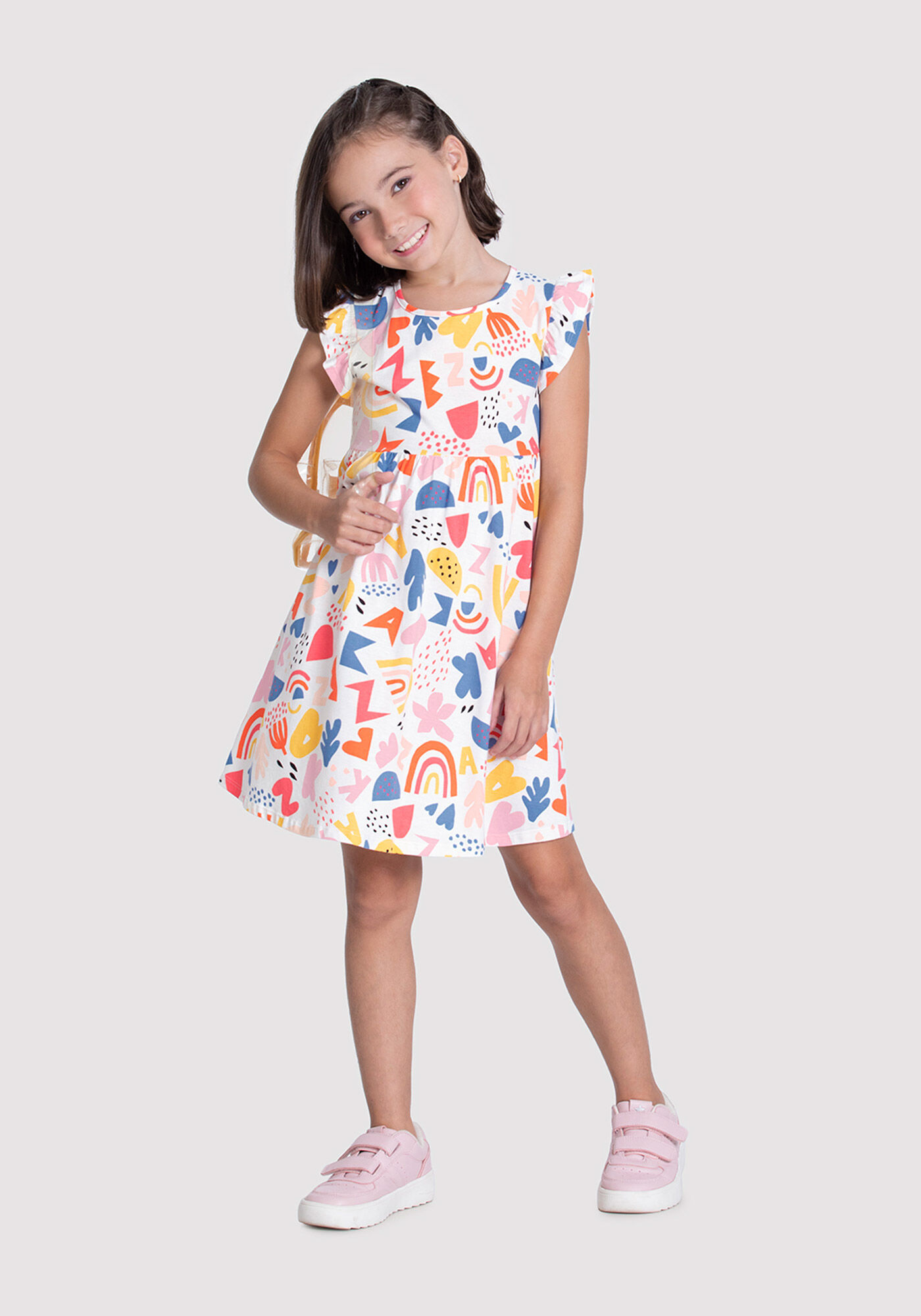 Vestido Infantil Menina em Malha Estampado