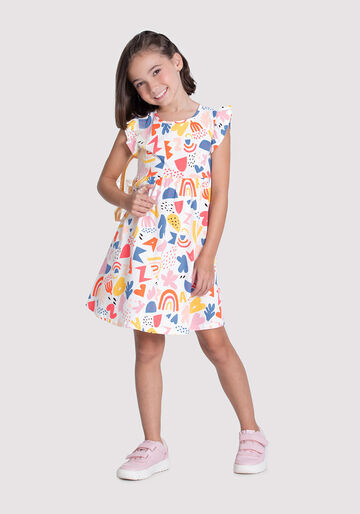 Vestido Infantil Menina em Malha Estampado, LETRINHAS OFF, large.