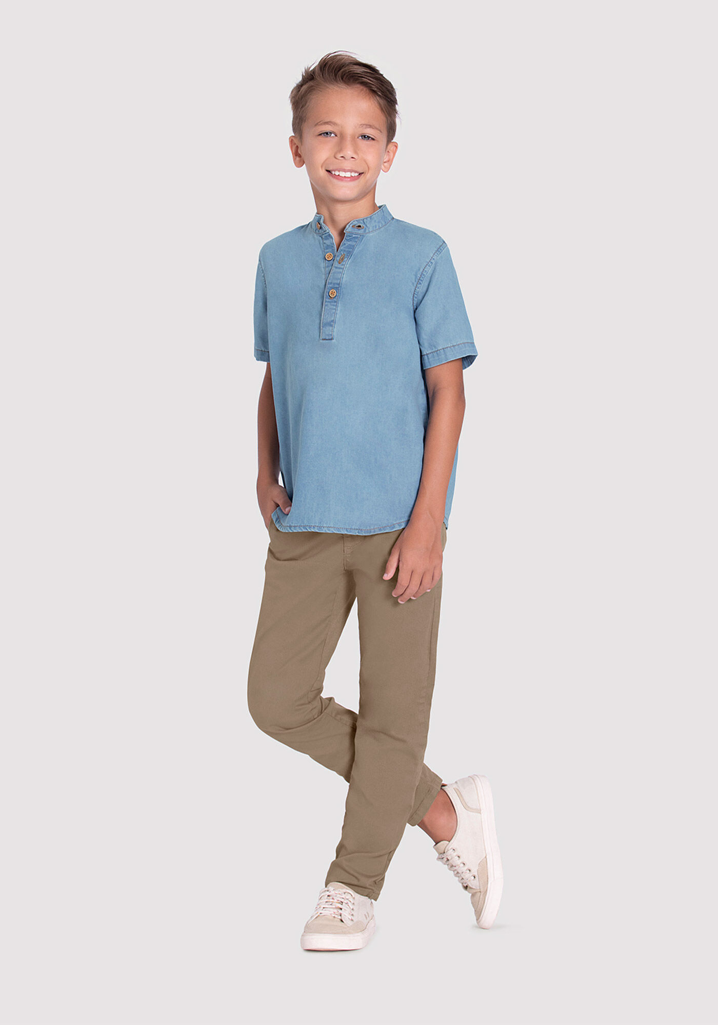 Camisa jeans menino sale