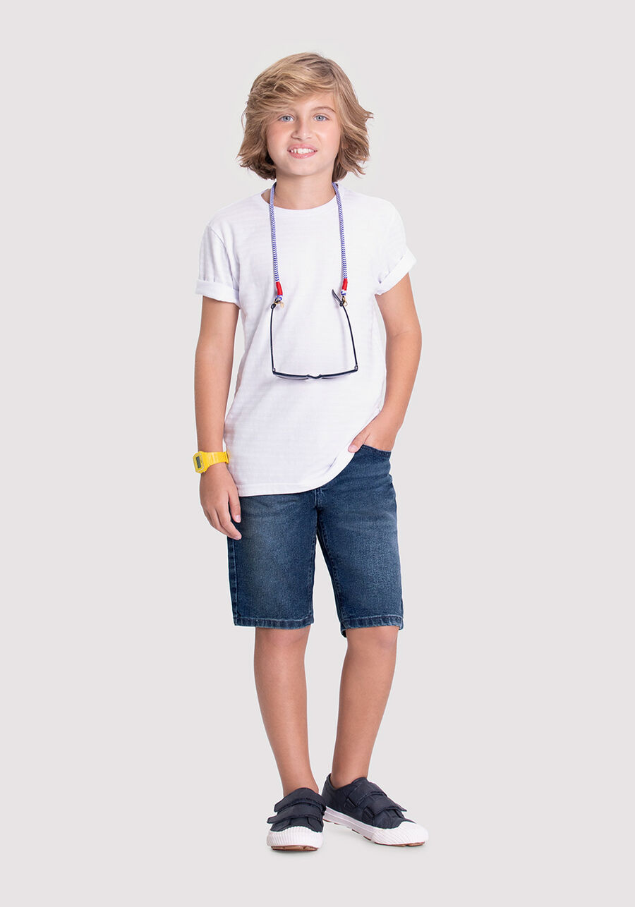 Bermuda Jeans Infantil Menino Jogger com Cadarço, JEANS, large.