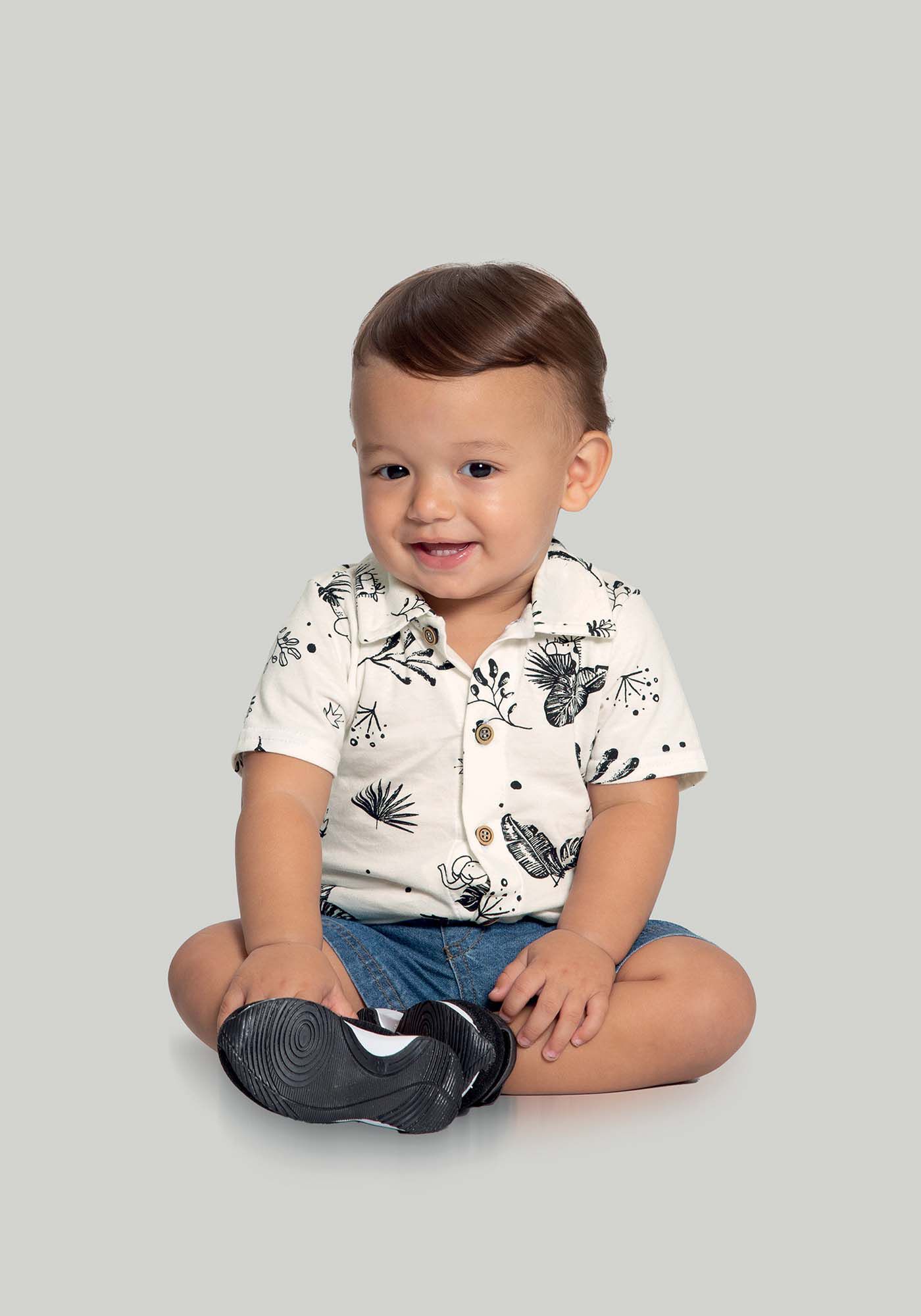 Camisa Beb Menino em Malha Estampada