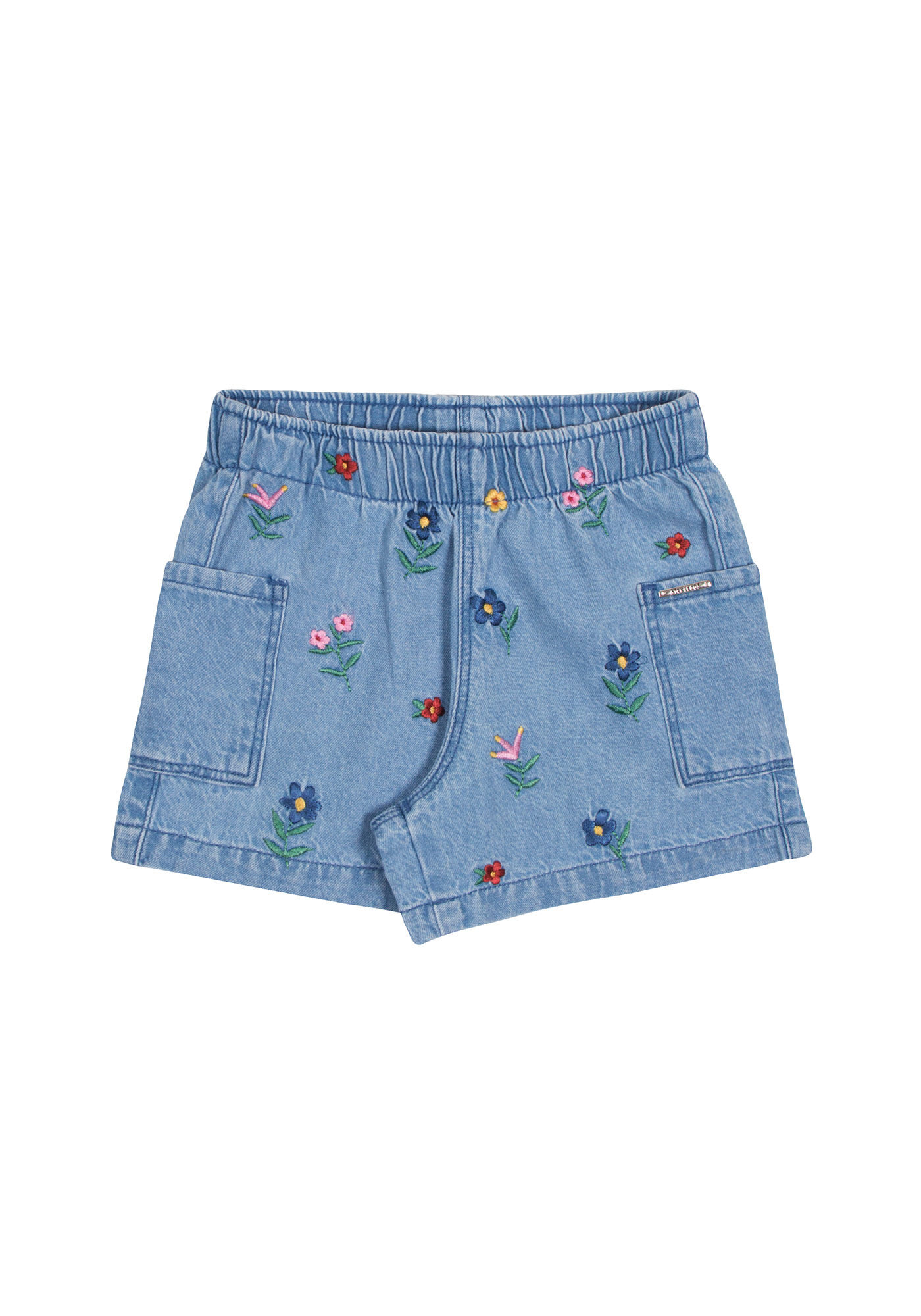 Shorts Jeans Infantil Menina com Bordado Flores Alakazoo