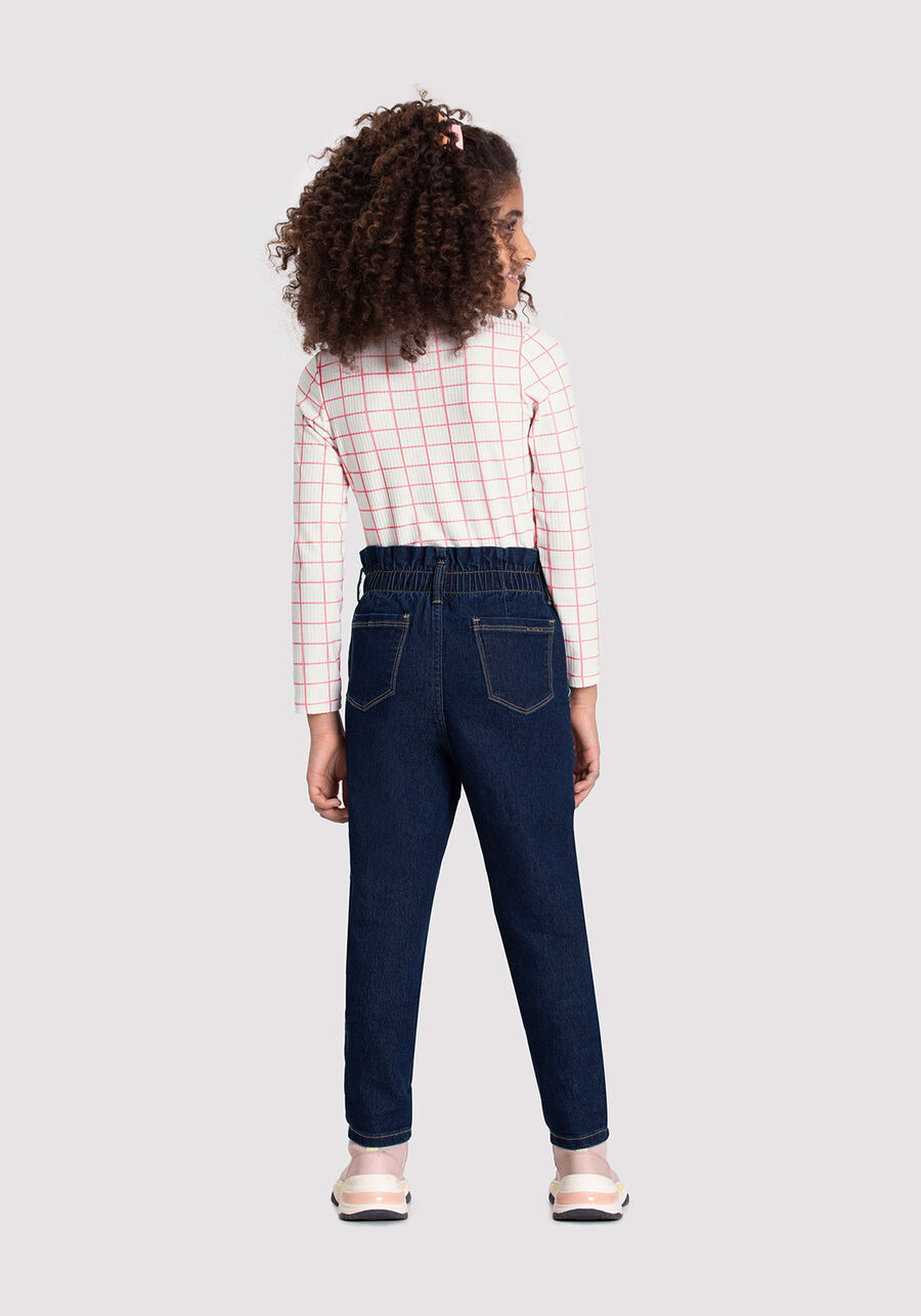 Calça Jeans Infantil Menina com Lenço Estampado, JEANS, large.
