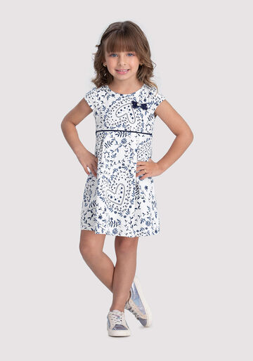 Vestido Infantil Menina com Estampa Arabescos, ARABESCOS AZUL, large.