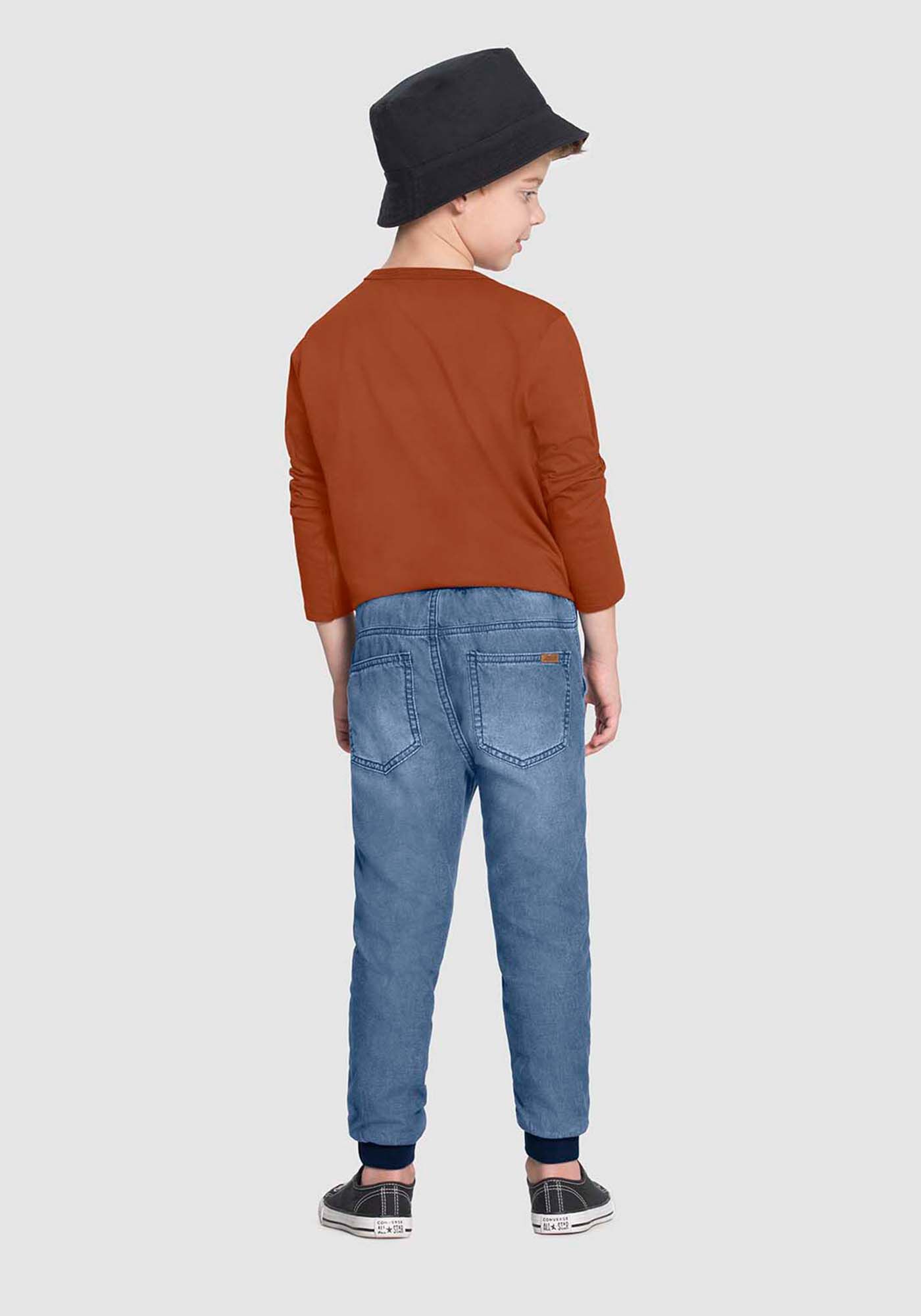 Calça ribana jeans sales masculina