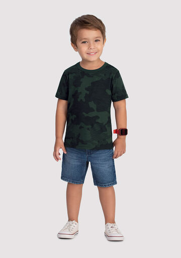 Camiseta Manga Curta Infantil Menino Estampada, MILITAR VERDE, large.