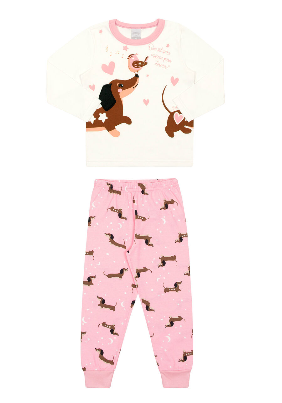 Pijama Infantil Menina Brilha no Escuro, STAR DOGS ROSA, large.