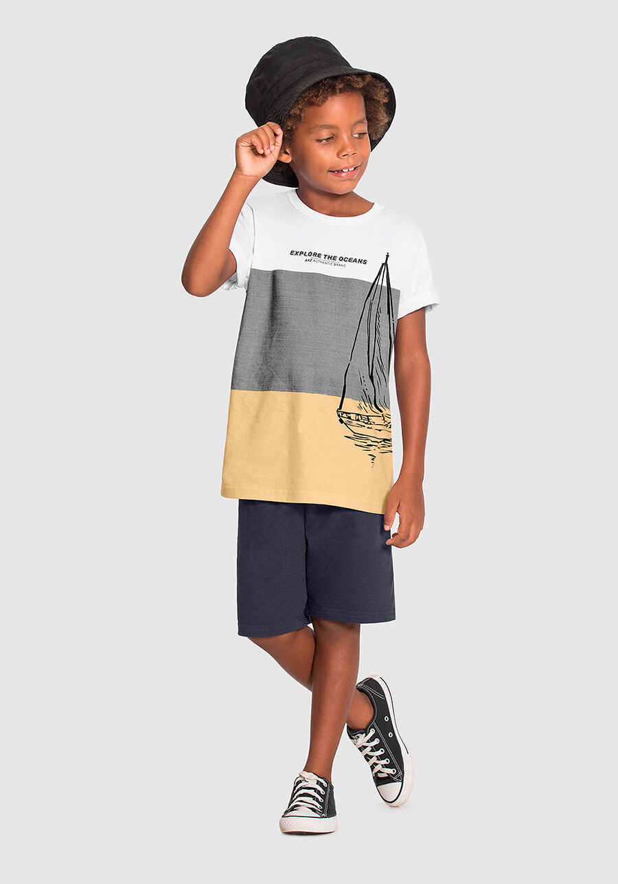 Conjunto Infantil Menino com Camiseta e Bermuda Alakazoo