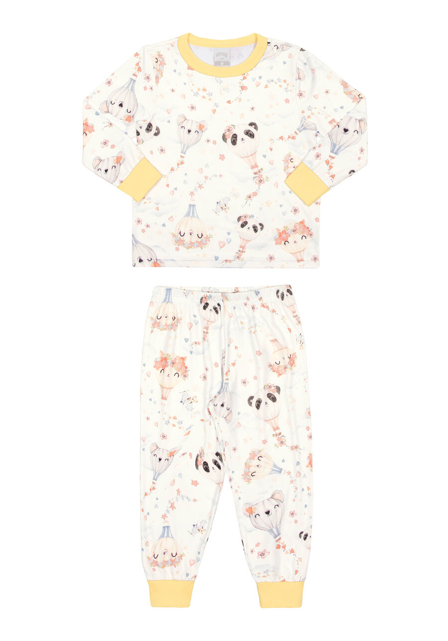 Pijama Longo Infantil Menina Estampado, BALOES FOFINHOS OFF, large.