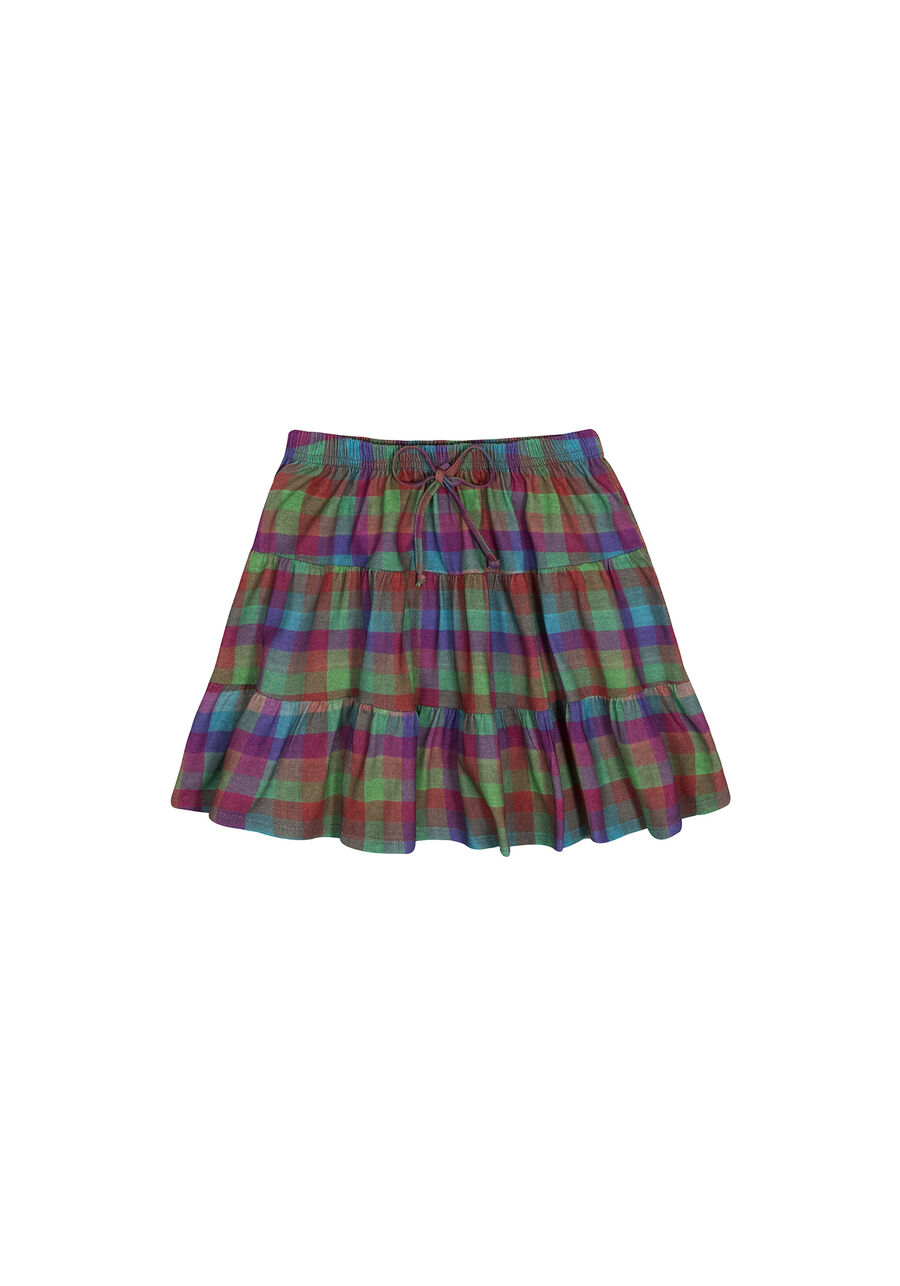 Saia Evasê Infantil Menina Estampada São João, XADREZ COLORIDO VERM. Saia Evasê Infantil Menina Estampada São João, XADREZ COLORIDO VERM, large.