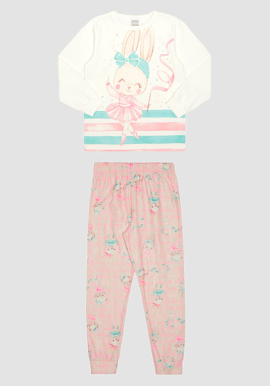Pijama Infantil Menina com Estampa Brilha no Escuro, BAILARINAS ROSA, large.