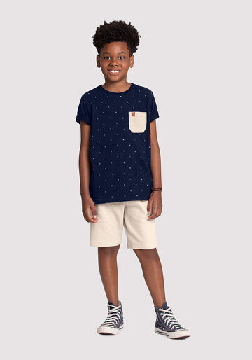 Conjunto Infantil Menino com Camiseta e Bermuda, ALFABETO MARINHO, large.