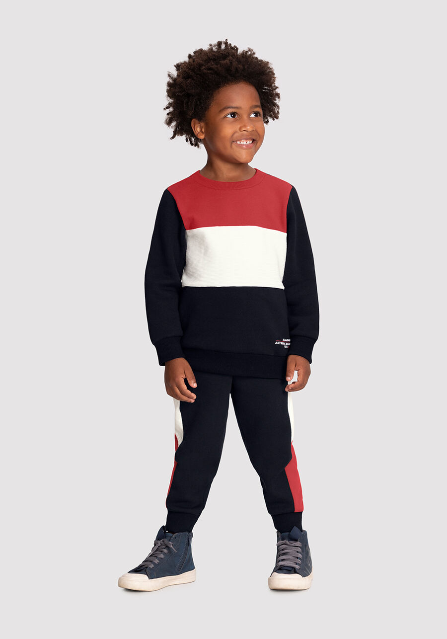 Conjunto Infantil Menino em Moletom com Recortes, . Conjunto Infantil Menino em Moletom com Recortes, , large.