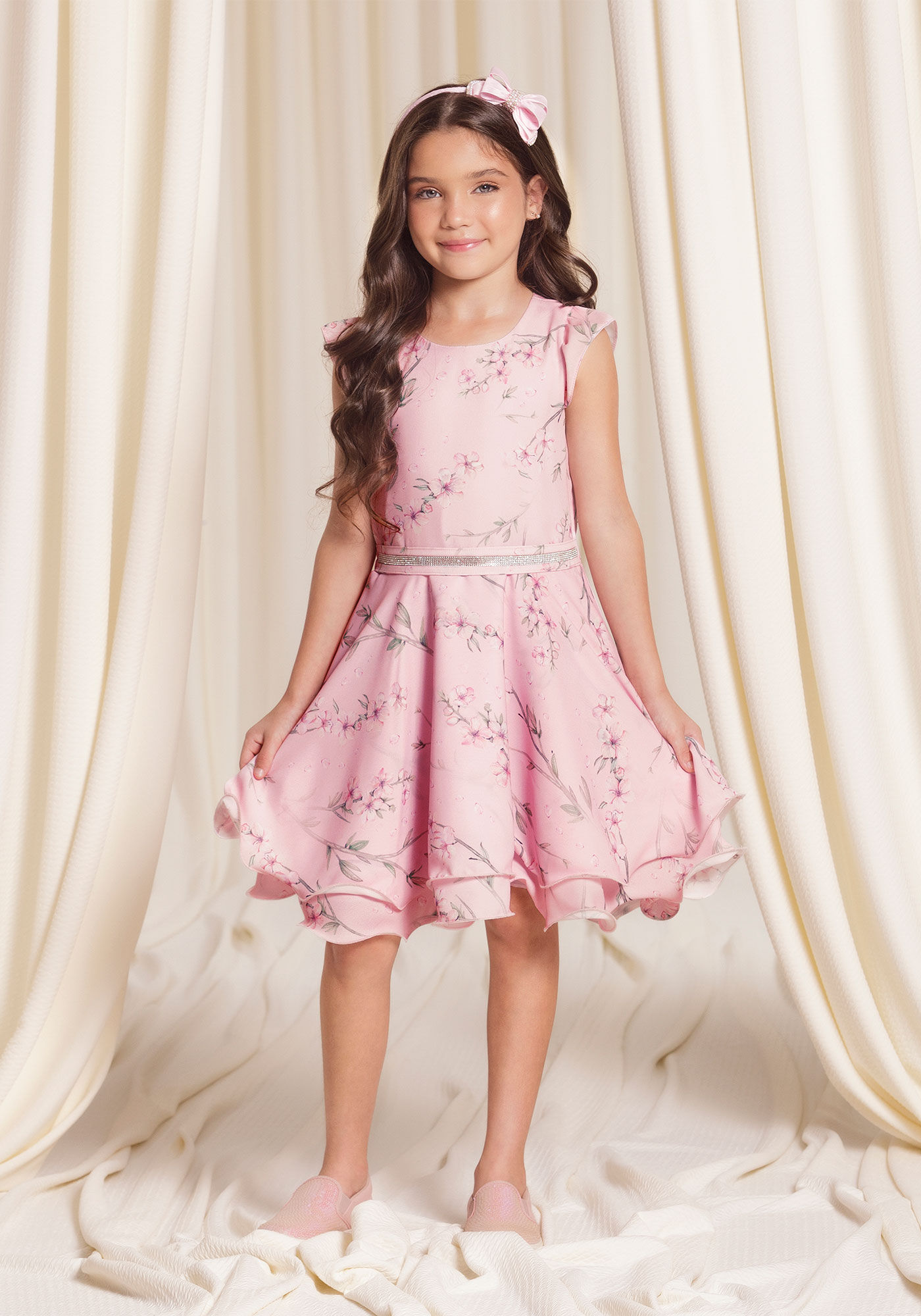 Vestido infantil de tecido crepe cheap