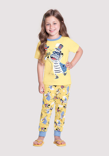 Pijama Infantil que Brilha no Escuro com Aplique, MAGICOS AMARELO, large.