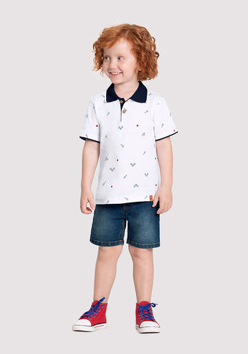 Camisa Polo Infantil Menino com Estampa Gravataria, SPORT BRANCO, large.