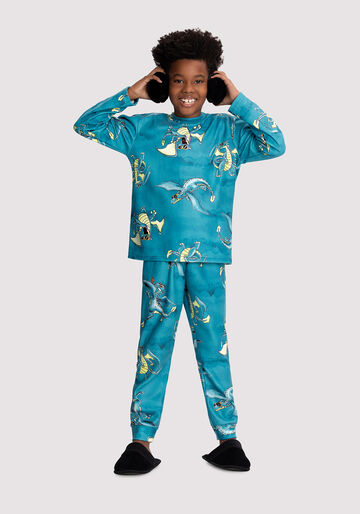 Pijama Infantil Menino em Malha Microsoft Estampado, DRAGAO VERDE, large.