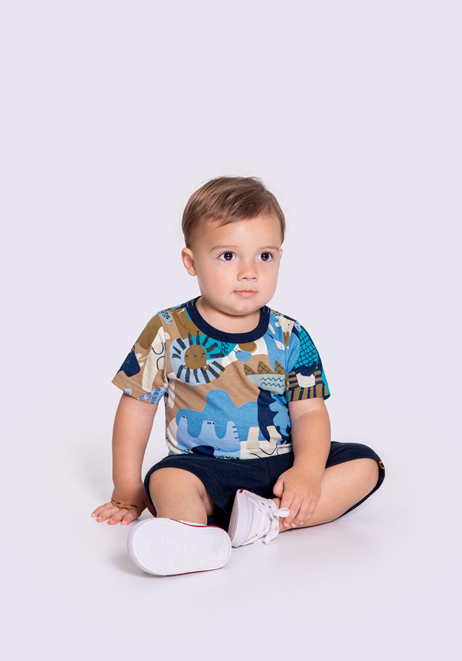 Conjunto Infantil Menino de Algodão Estampado, BICHOS MARINHO. Conjunto Infantil Menino de Algodão Estampado, BICHOS MARINHO, large.