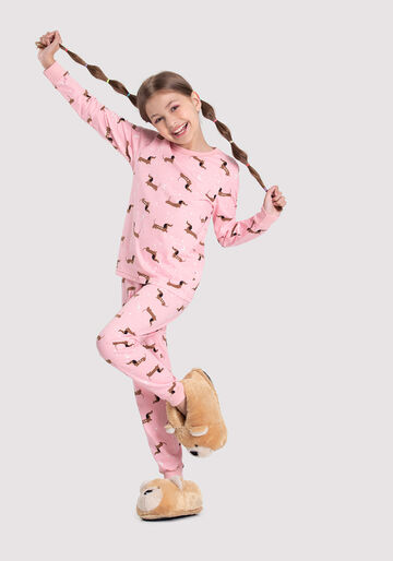 Pijama Infantil Menina em Malha Estampado, STAR DOGS ROSA, large.