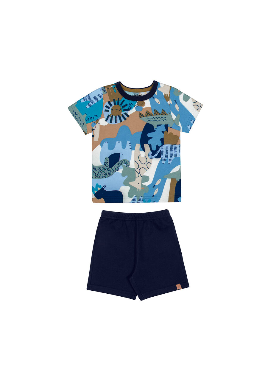 Conjunto Infantil Menino de Algodão Estampado, BICHOS MARINHO. Conjunto Infantil Menino de Algodão Estampado, BICHOS MARINHO, large.