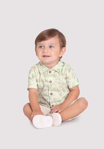 Conjunto Infantil Menino com Camisa Estampada, NATURE VERDE, large.