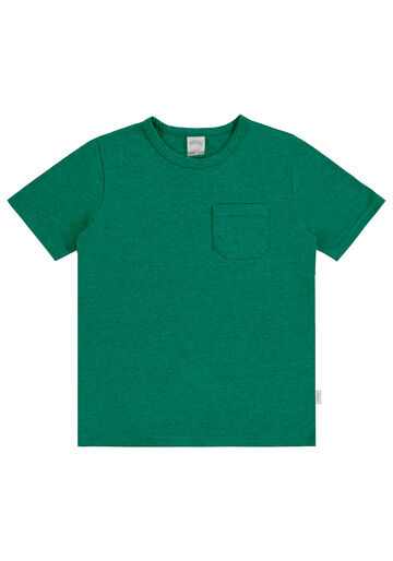 Camiseta Infantil Menino em Malha com Bolso, VERDE GLIMMER, large.