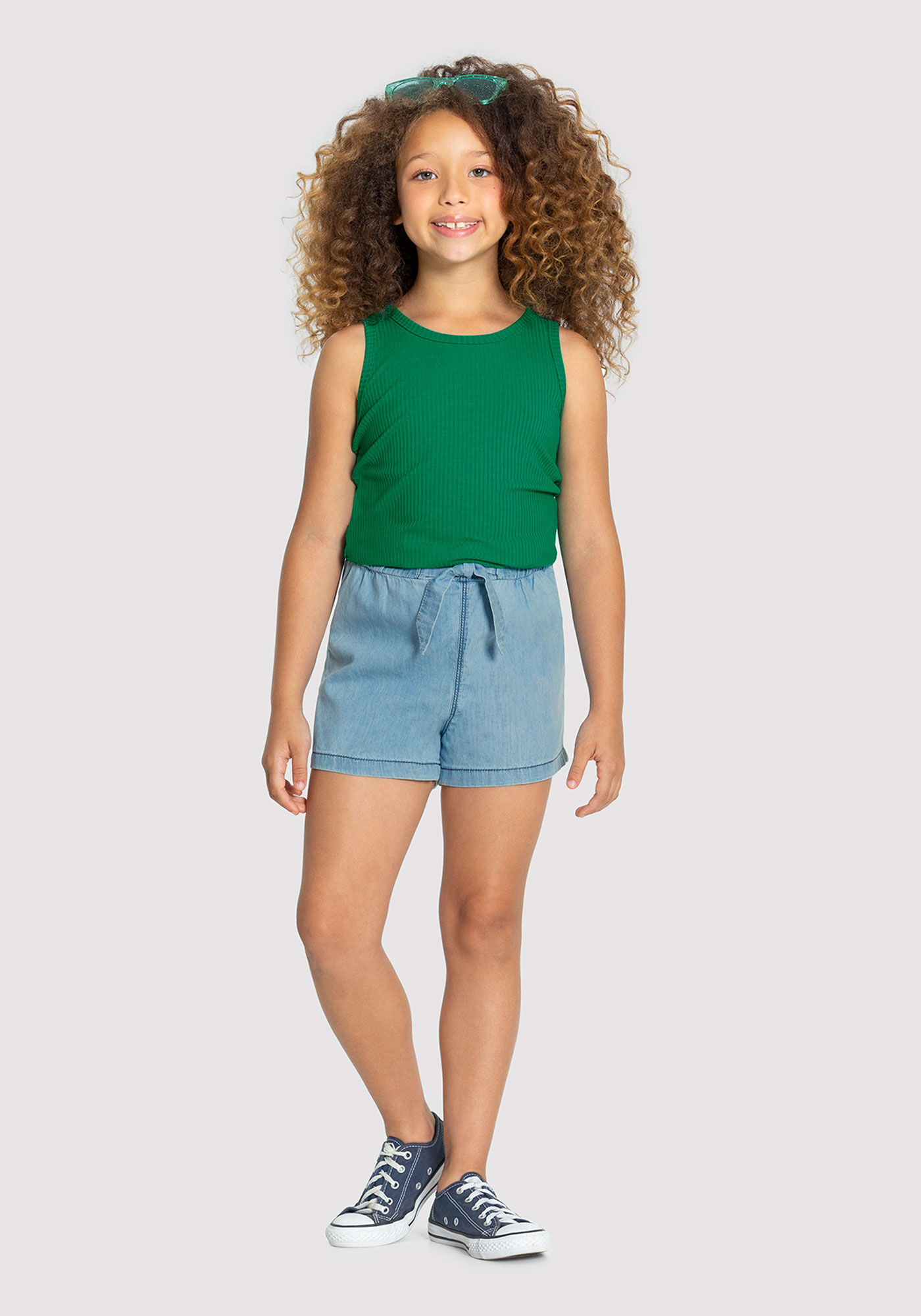 Shorts com top laço jeans
