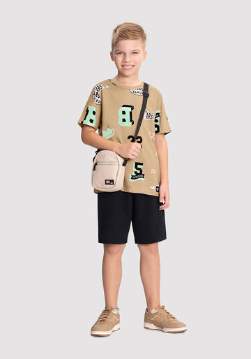 Conjunto Infantil Menino com Camiseta Estampada, ESPORTS MARROM, large.