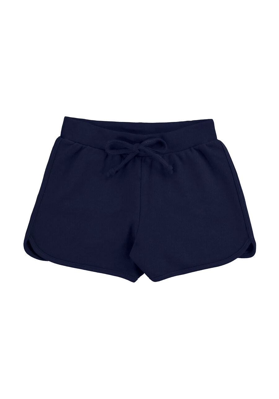 Shorts Básico Liso Menina Com Cadarço Em Moletom De Algodão, MARINHO ACTION. Shorts Básico Liso Menina Com Cadarço Em Moletom De Algodão, MARINHO ACTION, large.