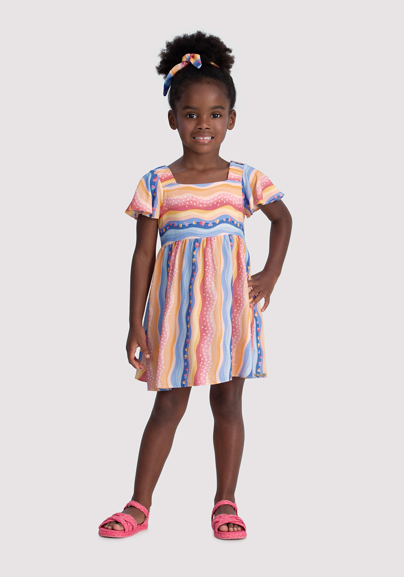 Vestido infantil de viscose estampado hot sale