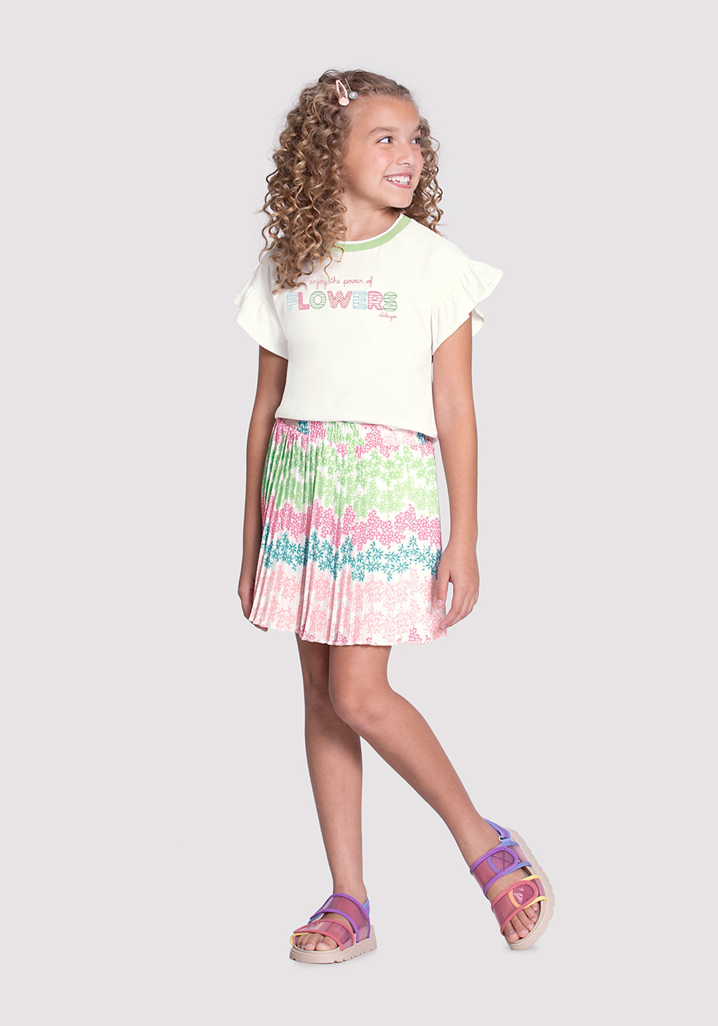 Conjunto Infantil com Shorts Saia Plissado Alakazoo