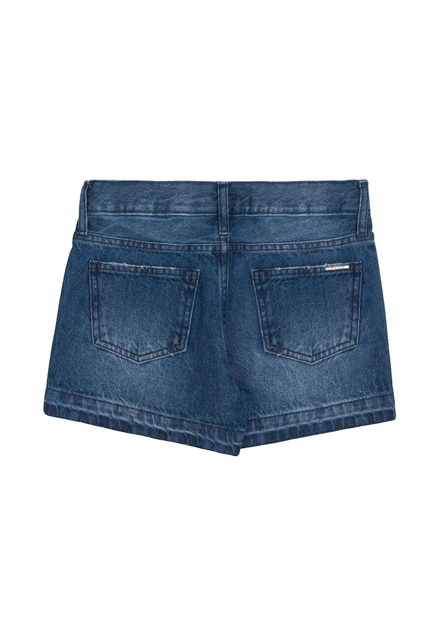 Shorts Jeans Infantil Menina com Detalhe Barra, JEANS, large.