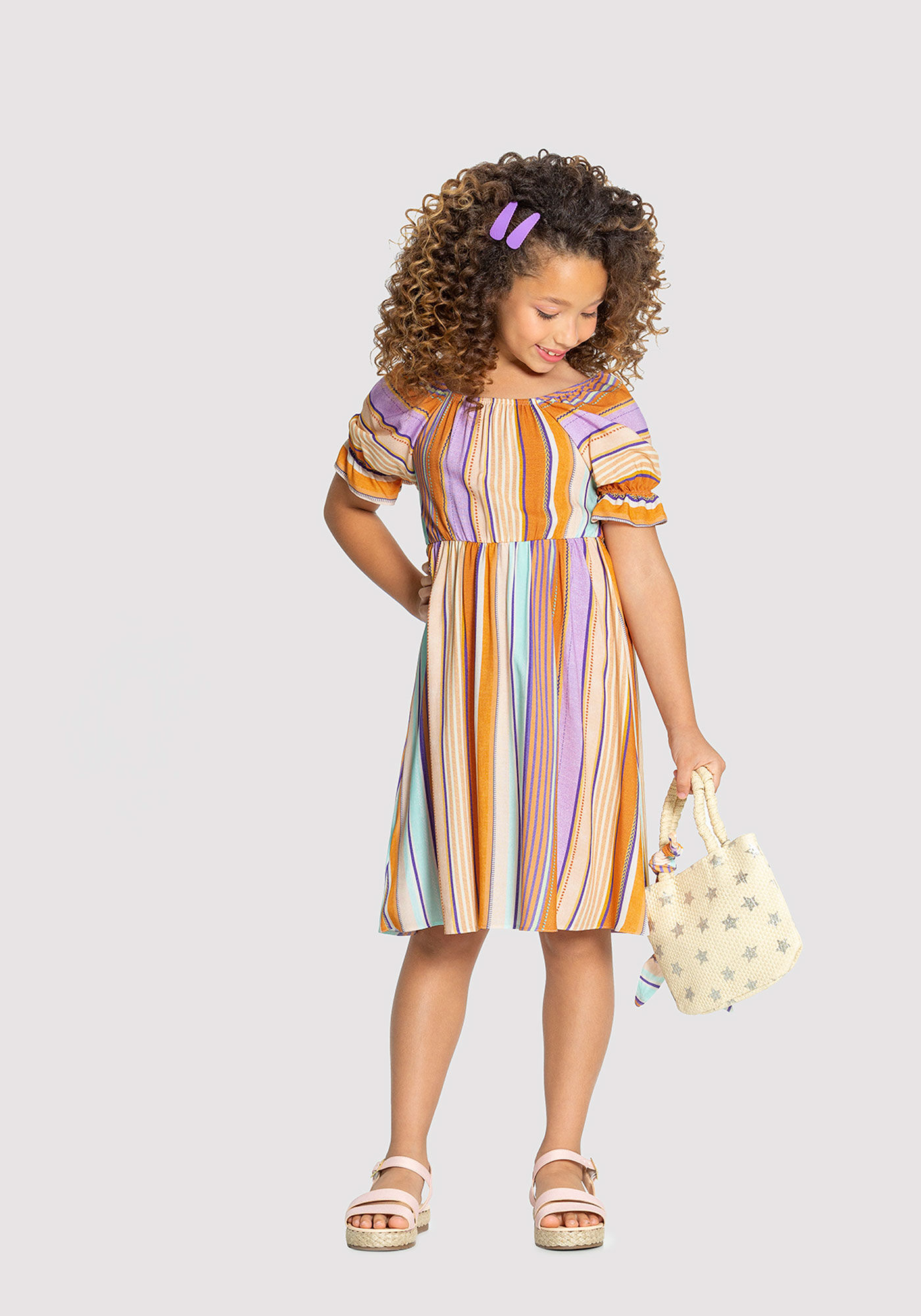 Vestido viscose listrado deals