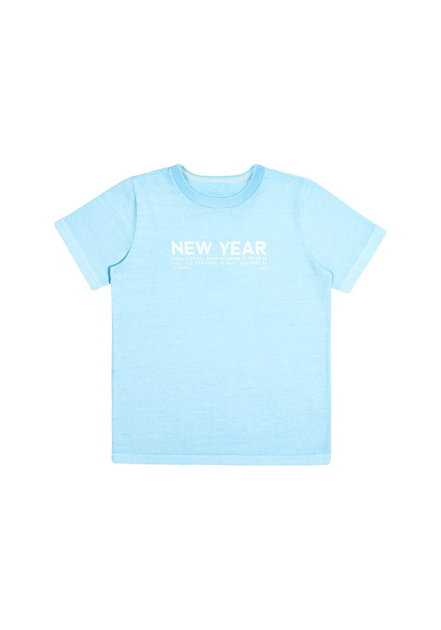 Camiseta Infantil Menino com Estampa New Year, AZUL EXPRIM, large.