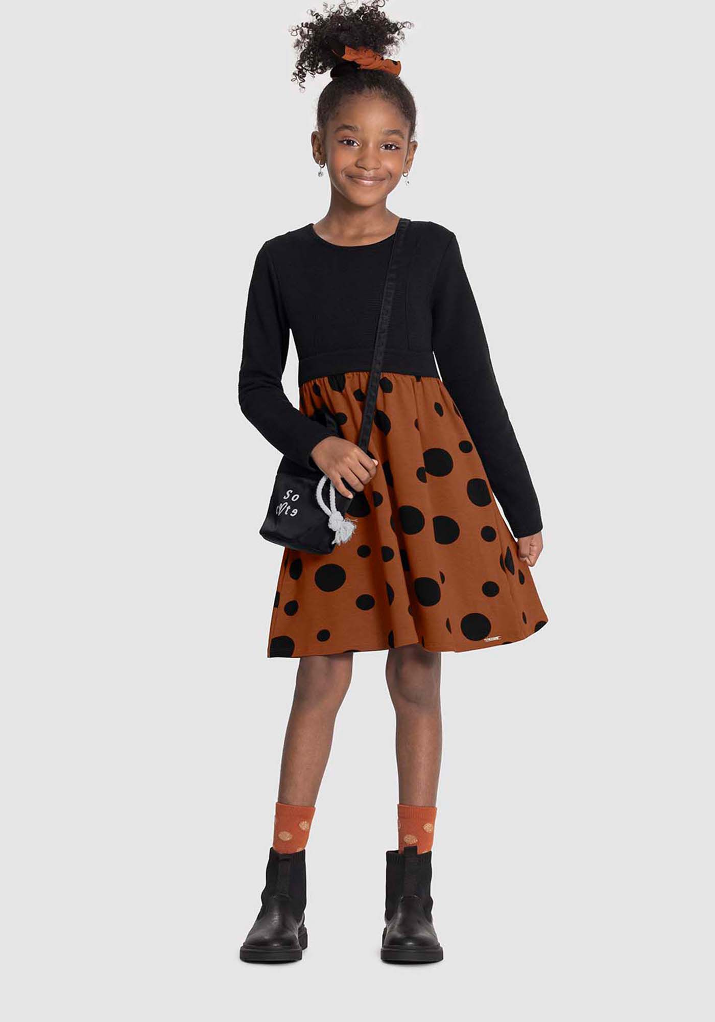 Vestido manga longa evase clearance