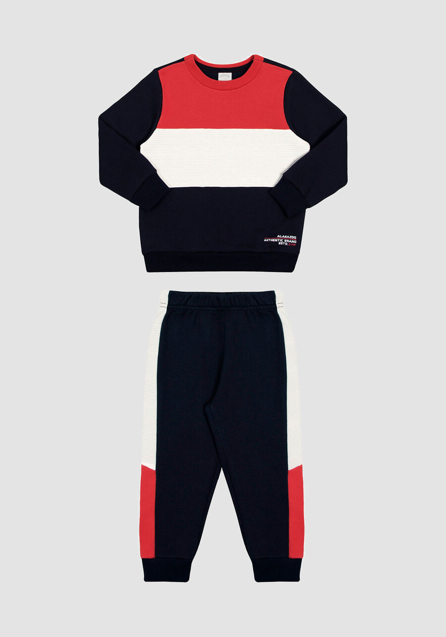 Conjunto Infantil Menino em Moletom com Recortes, . Conjunto Infantil Menino em Moletom com Recortes, , large.
