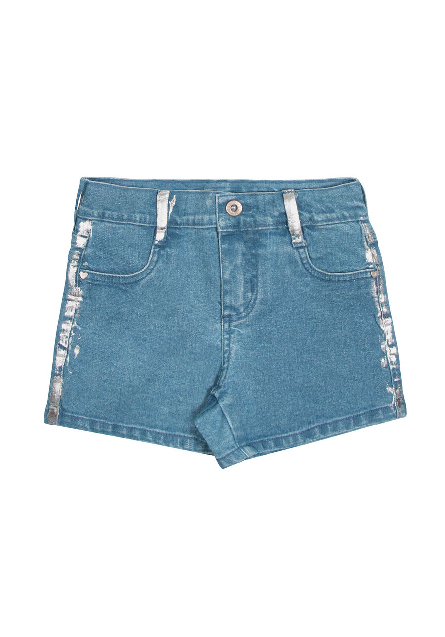 Shorts Jeans Infantil Menina com Metalizado, JEANS, large.