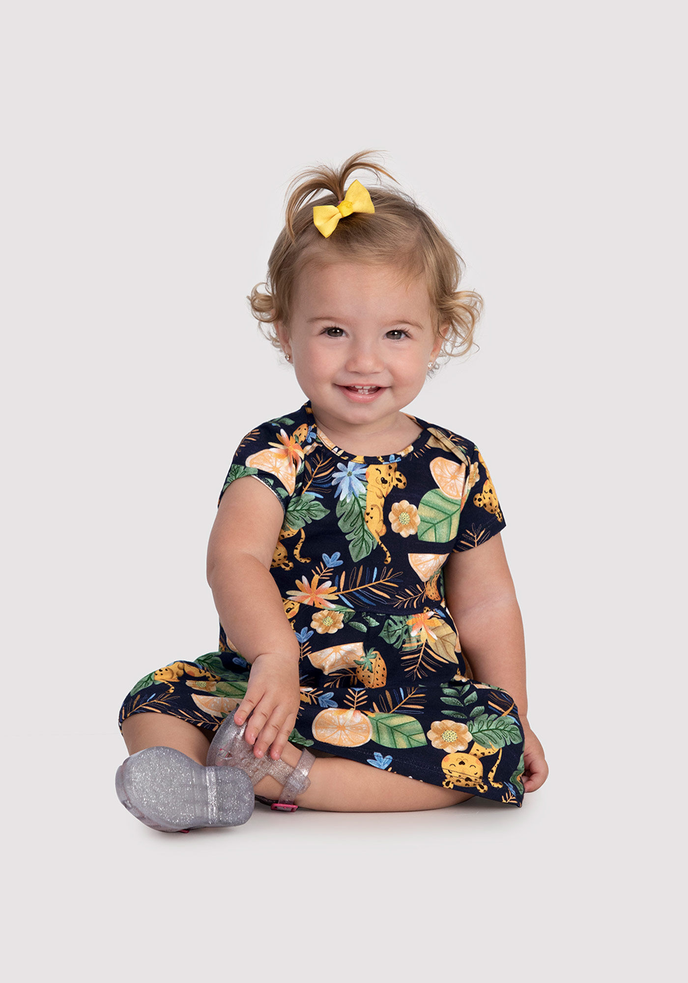 Vestido Evas Infantil Menina em Malha Estampado Alakazoo