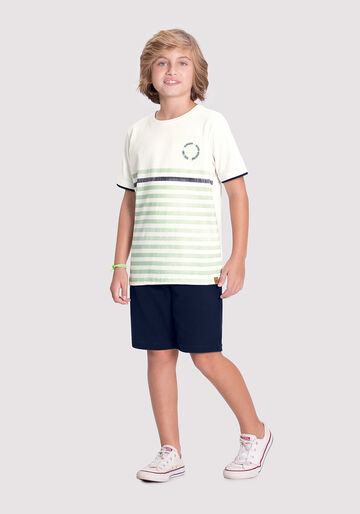 Conjunto Infantil Menino com Camiseta Listrada, MARINHO ACTION, large.