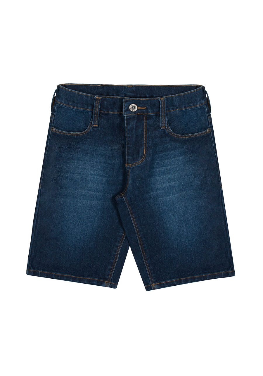 Bermuda Jeans Infantil Menino com Cós Regulável, JEANS, large.