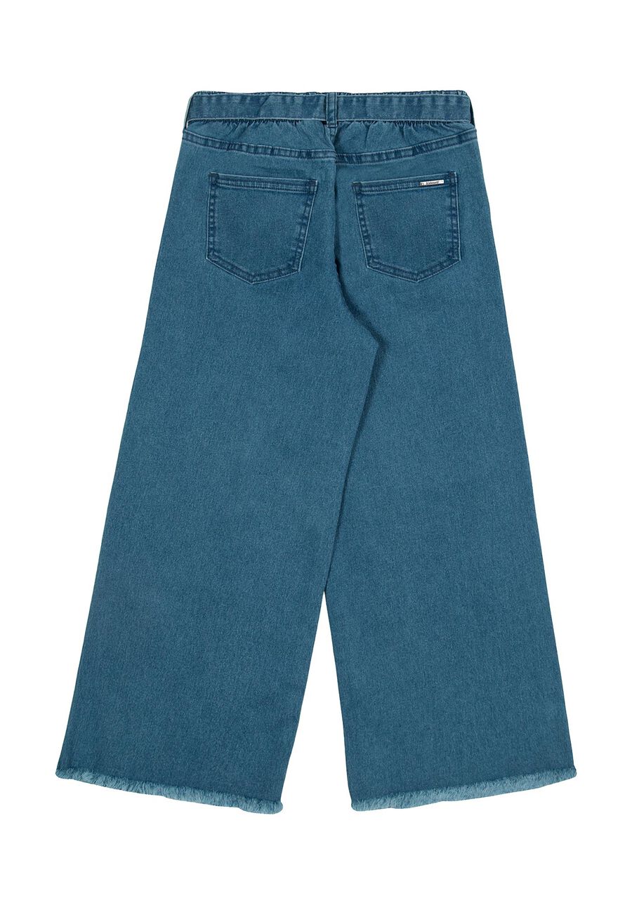 Calça Jeans Infantil Menina Wide Leg com Cinto, JEANS, large.