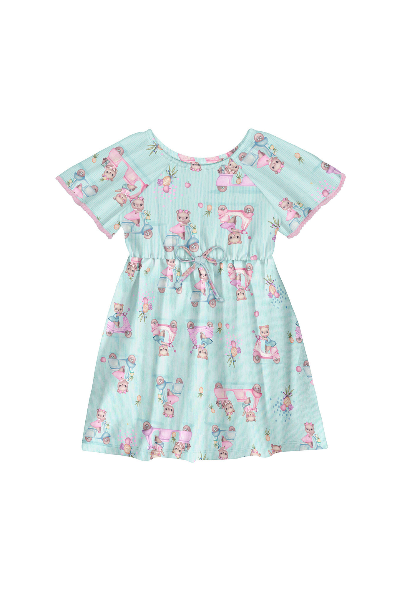 Vestido Infantil Menina Estampado com Pompom Alakazoo