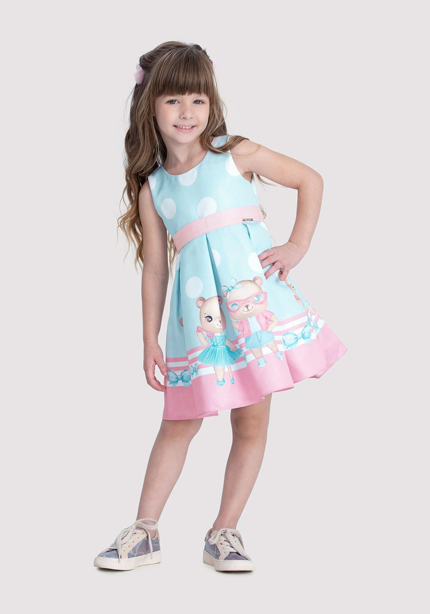 Vestido Infantil Menina Estampado com La o Alakazoo
