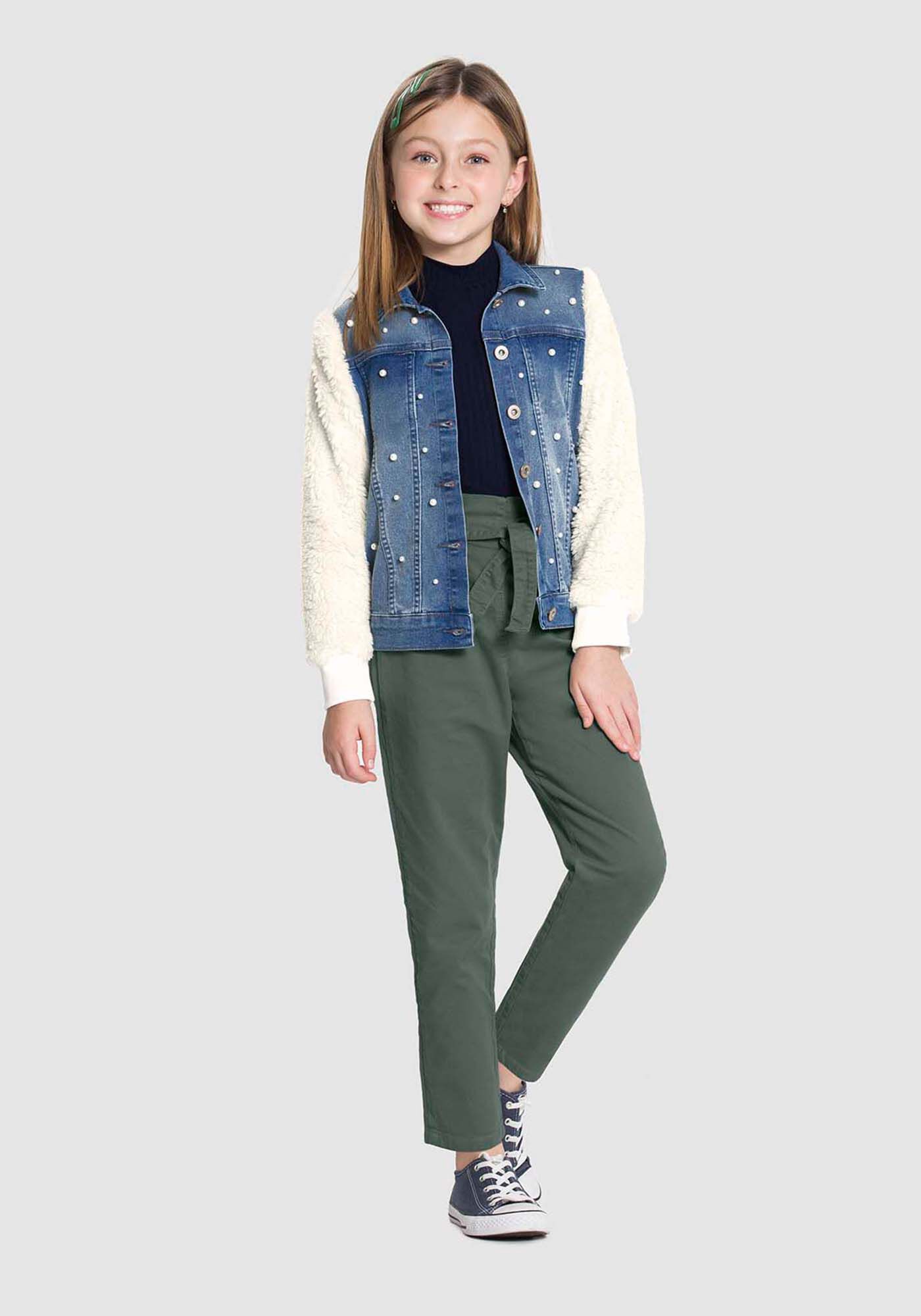 Jaqueta jeans com lã cheap