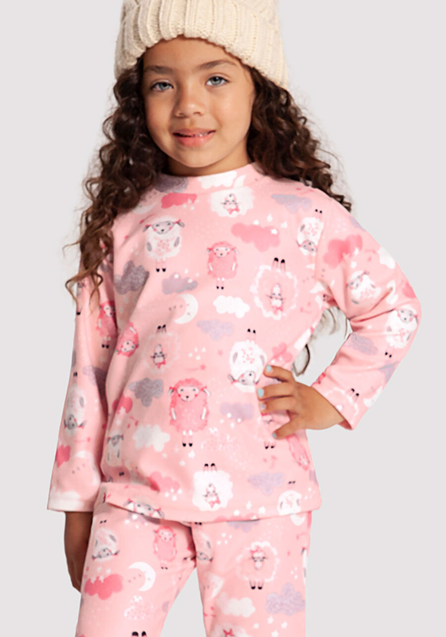 Pijama Infantil Menina em Microsoft Estampado, OVELHINHA ROSA, large.